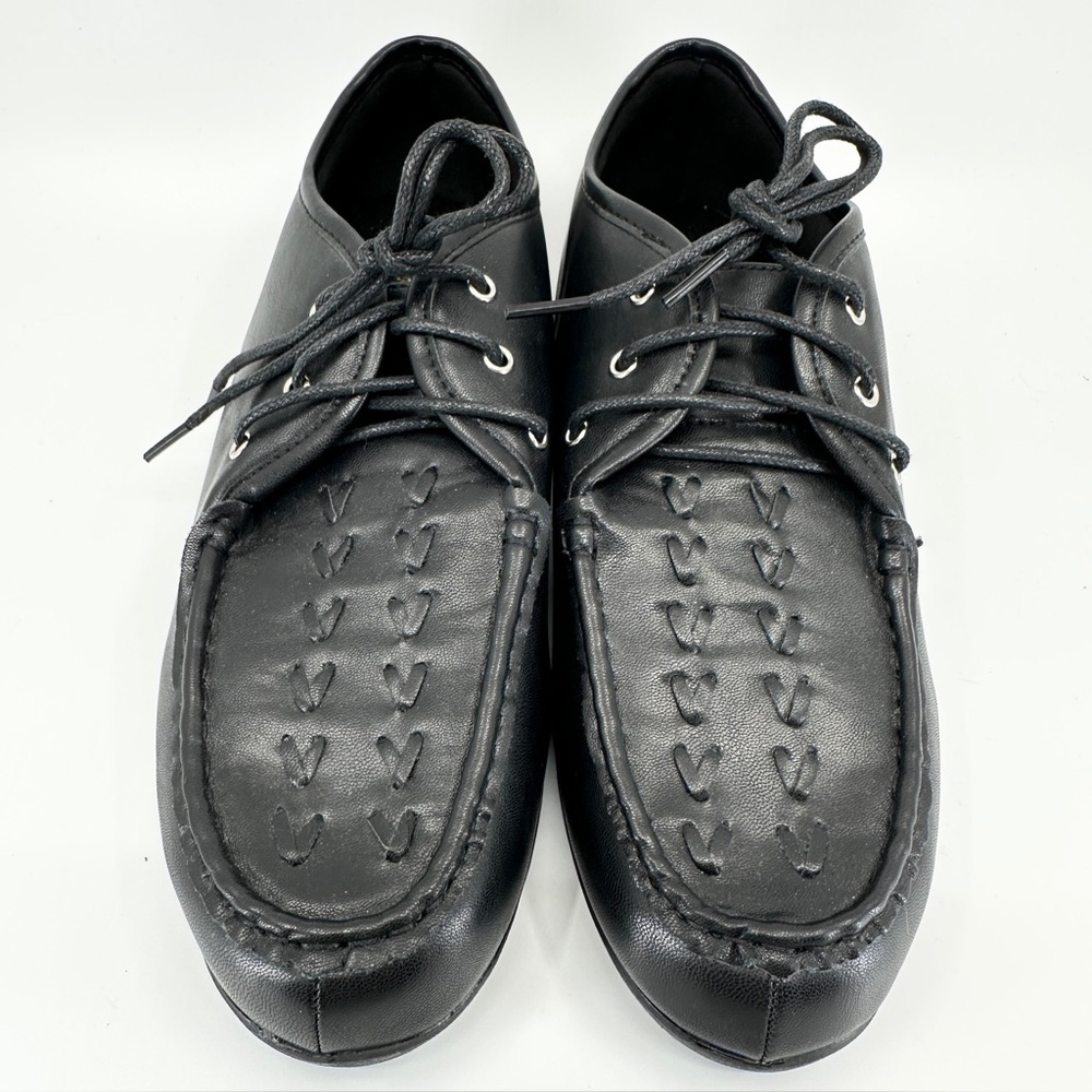 ANGEL STEPS Women’s Dasher Classy Black Lace Up Loafer Shoes Size 9W NWOT